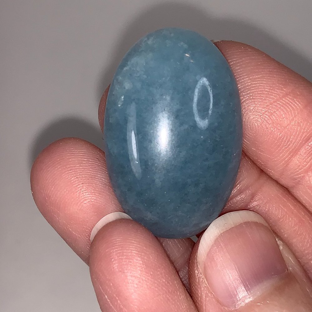 Oval Quartz Cabochon, Blue Dyed